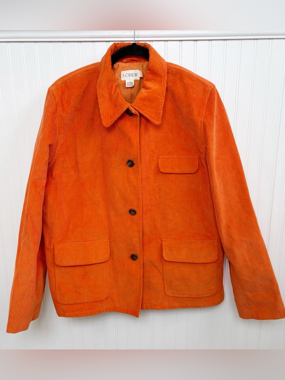 J. Crew Orange Corduroy Jacket Women’s Size Large Button Front Barn Coat